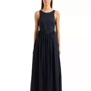 Emporio Armani cotton poplin maxi dress in navy size 16 (brand size 52)